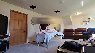 Pregnant hotwife Cucks her Husband by setting up a camera and seduces her massage analyst